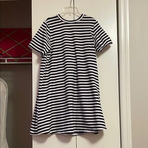 Pomander Place Navy and White Striped Mini Dress